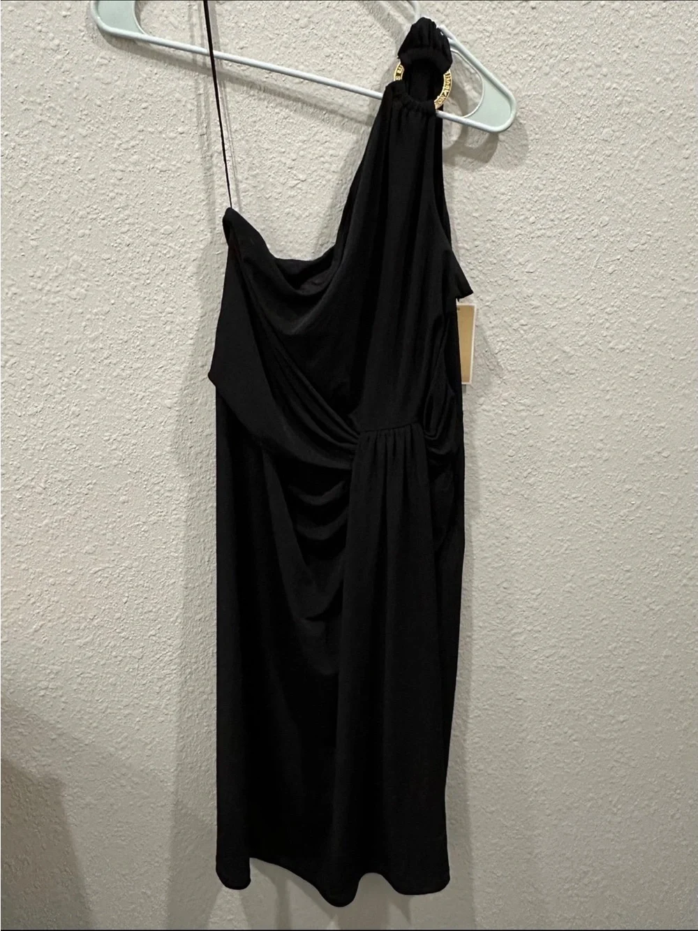 Michael Kors Black One-Shoulder Ruched Cocktail Dress 8